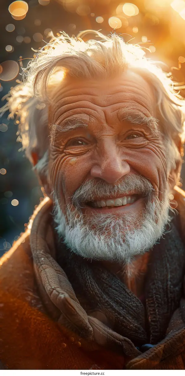 Joyful Senior Man Portrait Outdoors