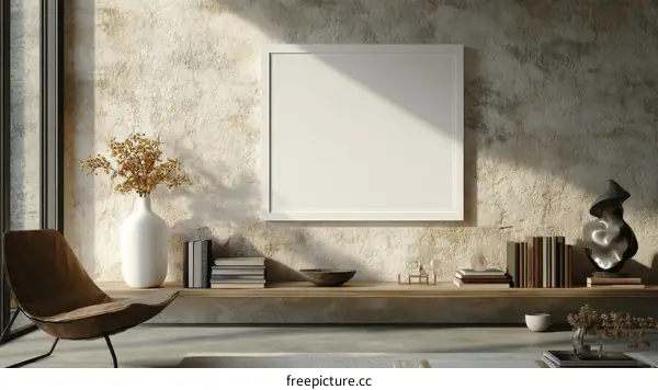 Modern Minimalist Interior Mockup with Empty Frame