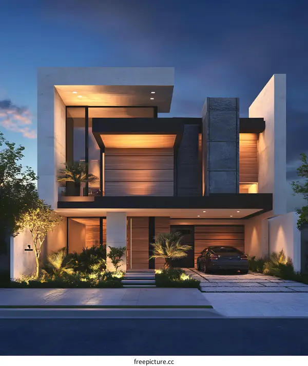 Modern Architecture House Design with Warm Lighting