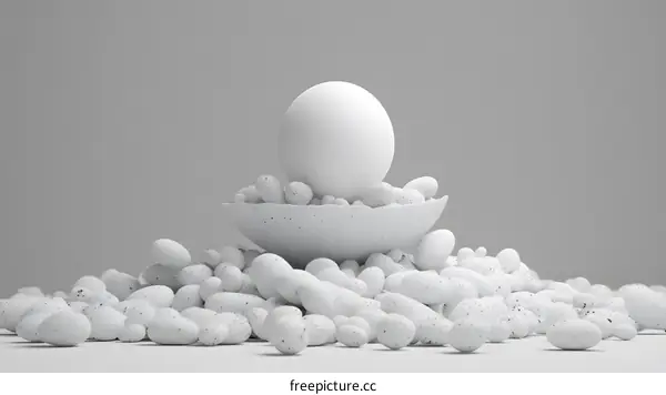 White Eggs In A Bowl Minimalist Easter Still Life