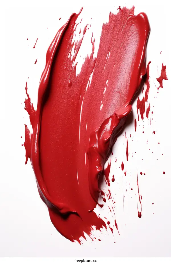 Red Paint Smear on White Background