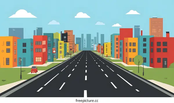 Empty Street in the City Illustration