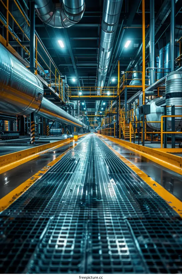 Industrial Catwalk in a Modern Factory