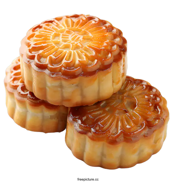 [Transparent Background PNG]Three Delicious Mooncakes