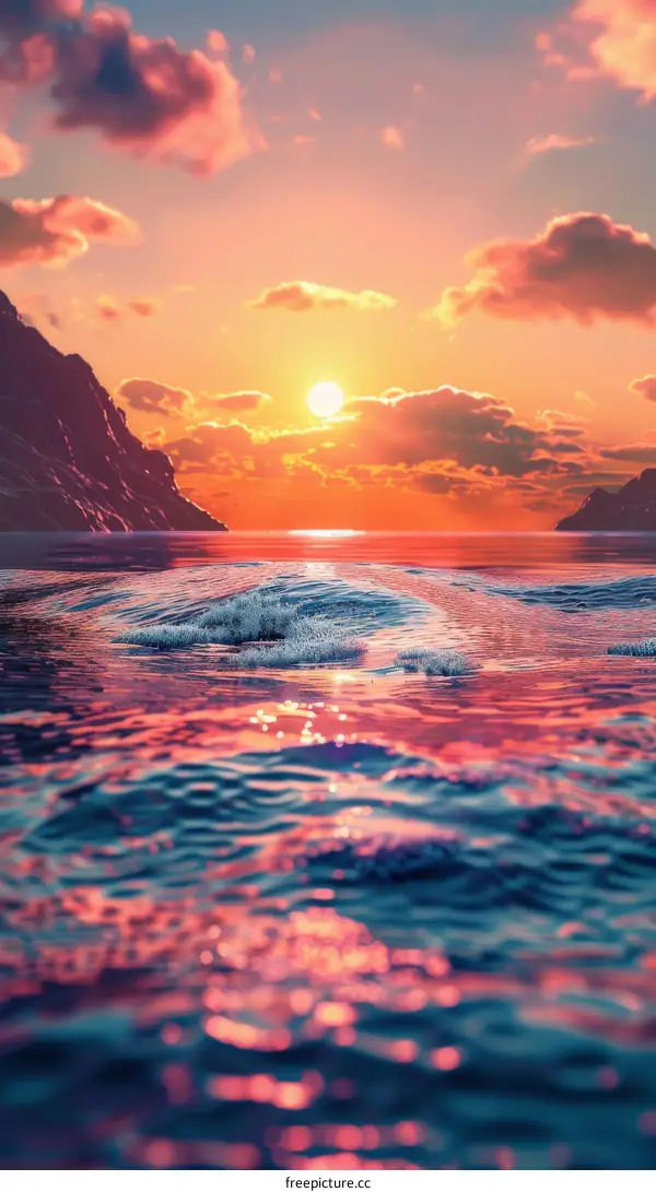 Tranquil Sunset over a Serene Body of Water