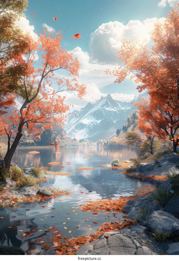 Tranquil Autumnal Lake and Mountain Valley