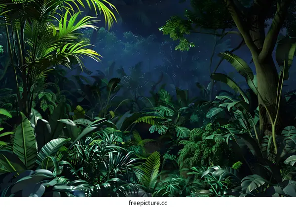 Tropical Rainforest at Night