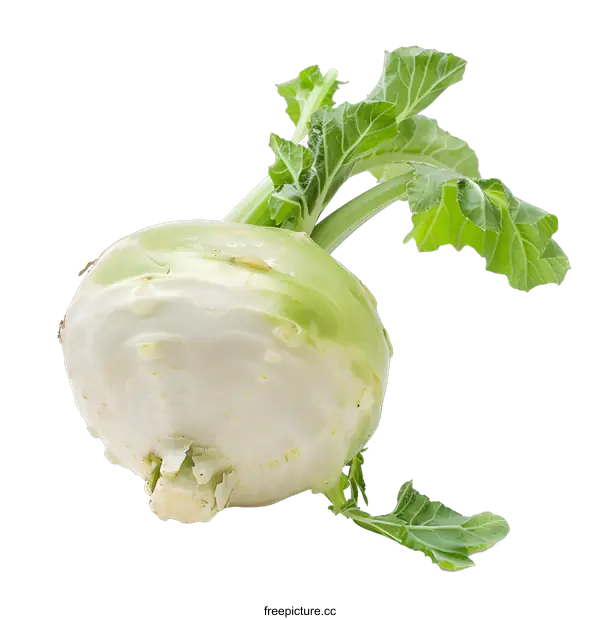 [Transparent Background PNG]Fresh Green Kohlrabi Vegetable Isolated on White Background