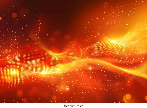 Abstract Gold and Red Digital Wave Background
