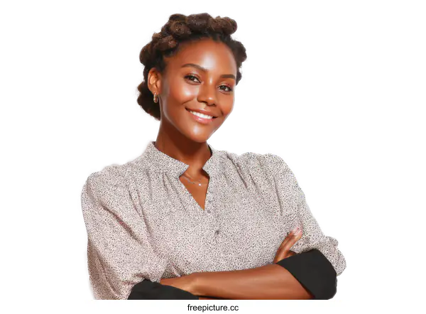 [Transparent Background PNG]Confident African Woman Portrait