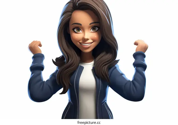 Illustration of a young woman celebrating