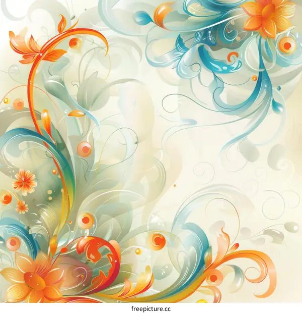Abstract Floral Background With Colorful Swirls