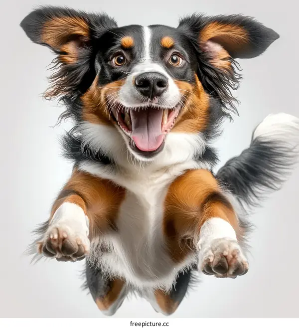 Happy Dog in Mid-Air