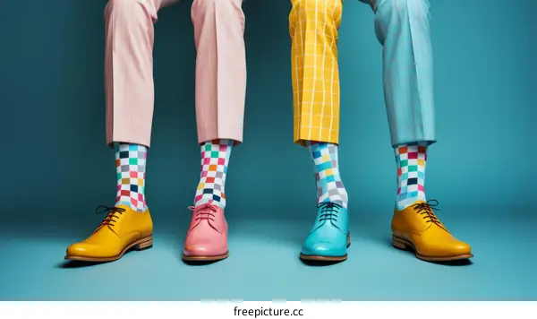 Colorful Socks and Shoes: A Fashionable Trio