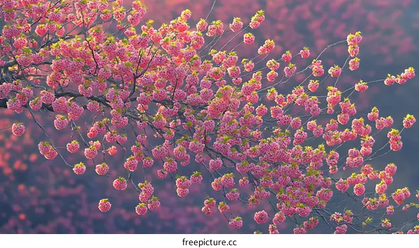 Beautiful Pink Cherry Blossom Clusters in Springtime