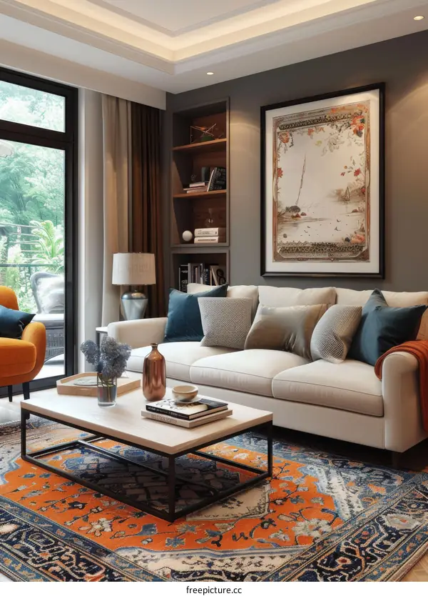 Stylish and cozy living room with IKEA furniture