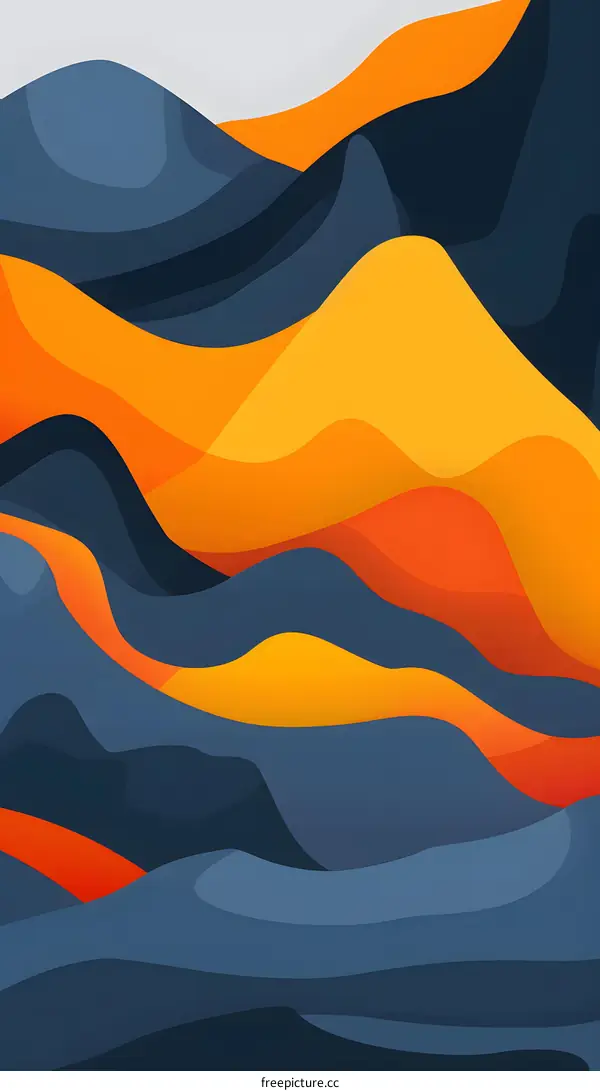 Abstract Blue Yellow Orange Wave Pattern Background Design