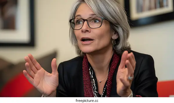 Portrait of a Woman with Grey Hair and Glasses