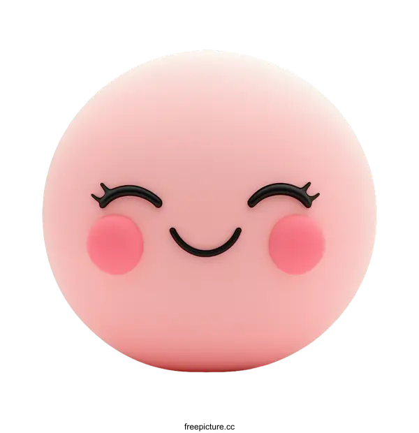 [Transparent Background PNG]Cute Pink Smiling Emoticon Illustration