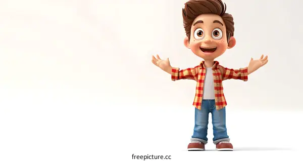 Cheerful cartoon boy character