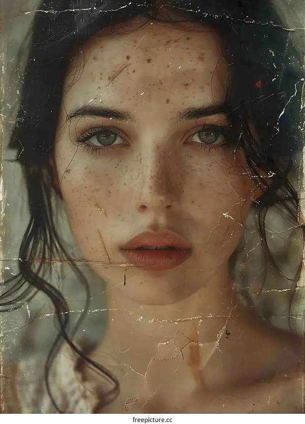 Close Up Portrait of a Young Woman With Freckles