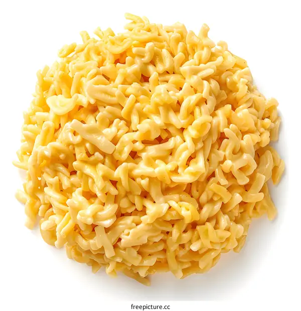 Pile of cooked plain pasta isolated on white background