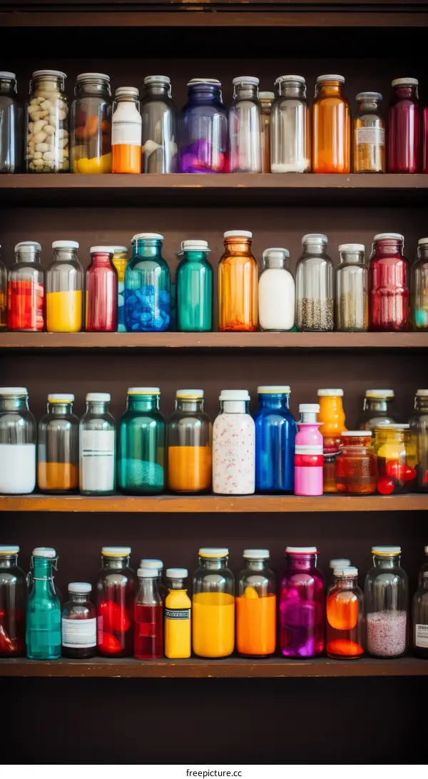 Assortment of Colorful Bottles in Store Display
