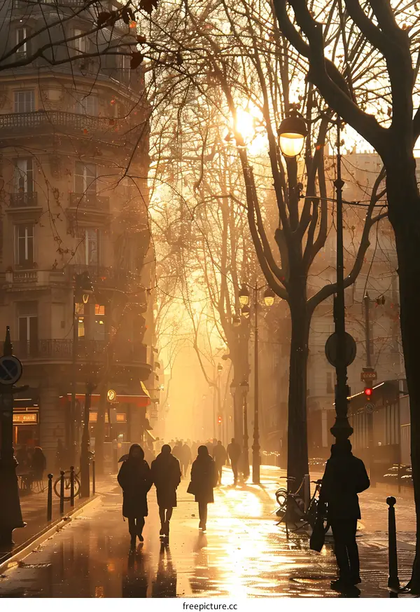 Crowded Street in Paris with People Walking in the Afternoon