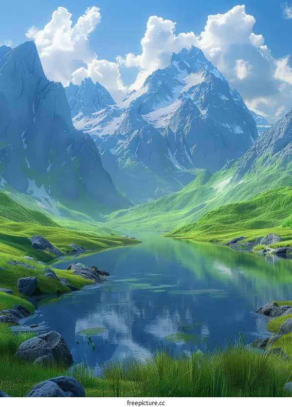 Serene Mountain Lake Landscape