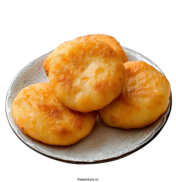 [Transparent Background PNG]Fried Potato Cakes on a Plate