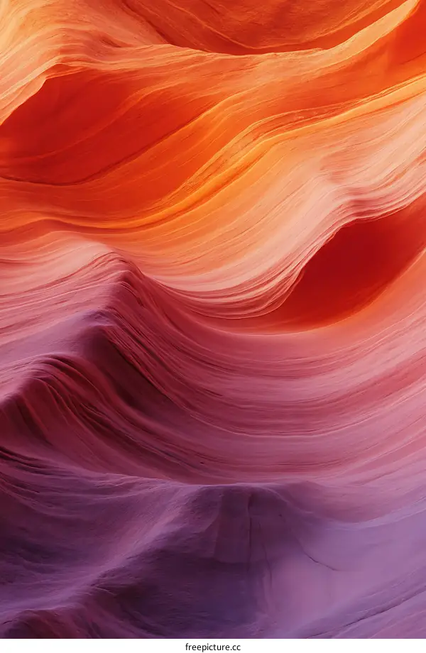 Abstract Orange and Purple Rock Formations in the Canyon