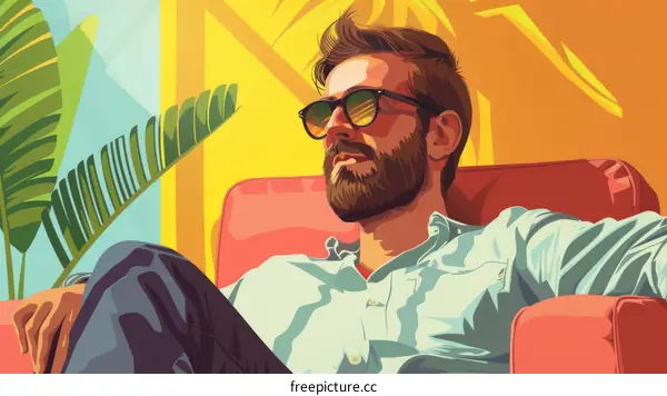 A man is sitting in a chair and looking away