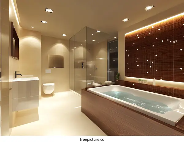 Modern Bathroom Interior Design with Bathtub and Shower