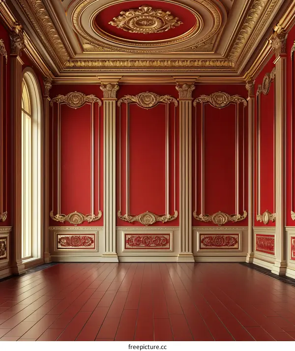 Royal Red Interior Design with Ornate Gold Accents