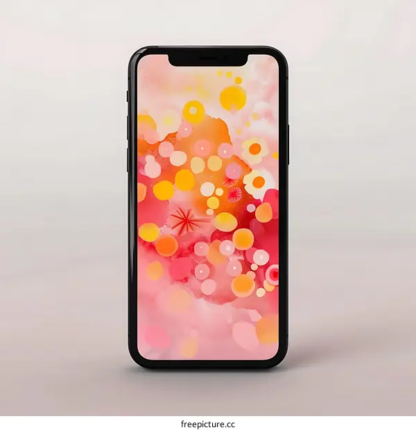 Abstract Phone Wallpaper with Pink and Yellow Circles