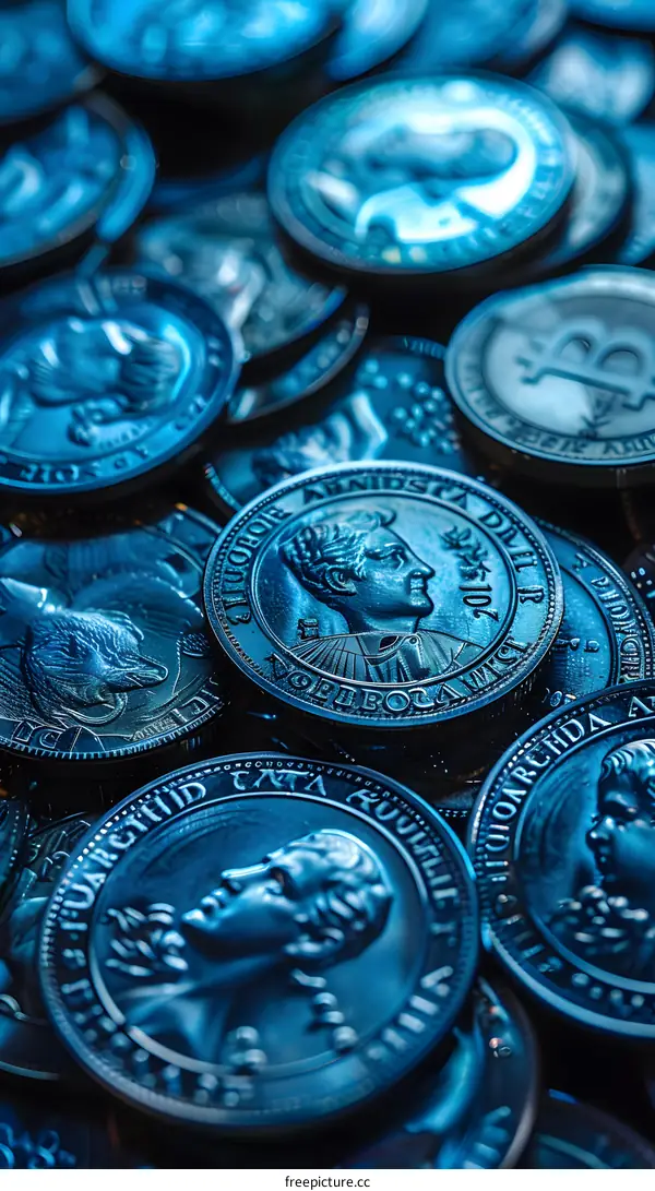 Pile of Antique Coins Close Up