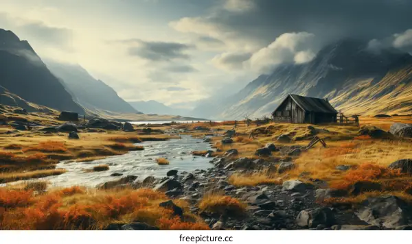 A Remote Cabin Hidden in a Mountain Valley