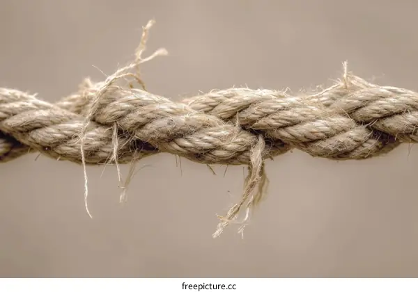 Close up of a fraying rope