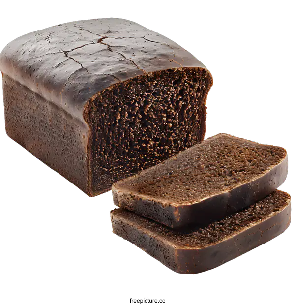 [Transparent Background PNG]Freshly Baked Rye Bread Slices Isolated On White Background