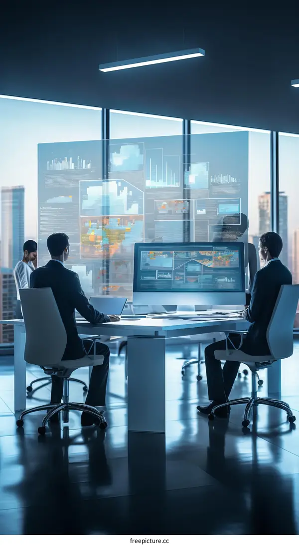 Business people working together using computer in office