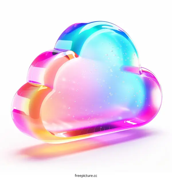 3D rendering of a glossy rainbow cloud icon