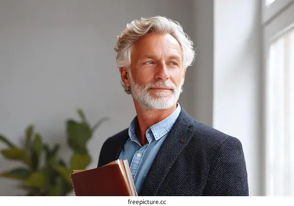 Thoughtful Senior Man in Business Attire