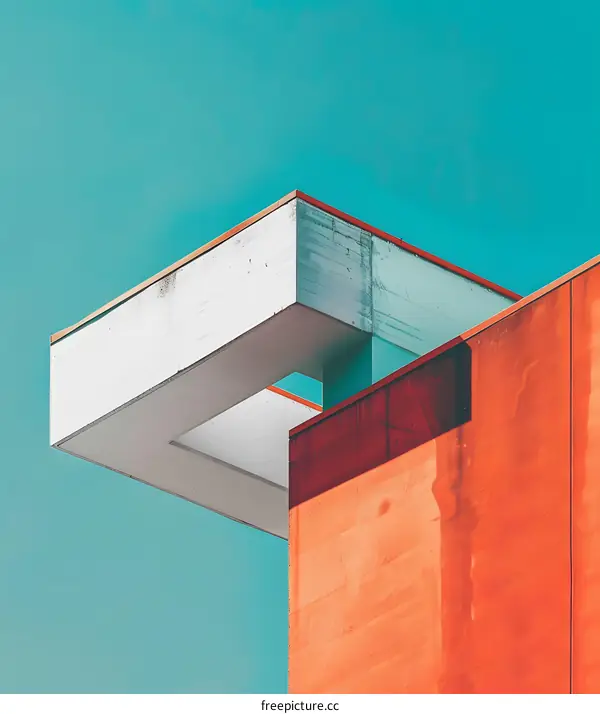 Minimalist Architecture with Orange and White Walls