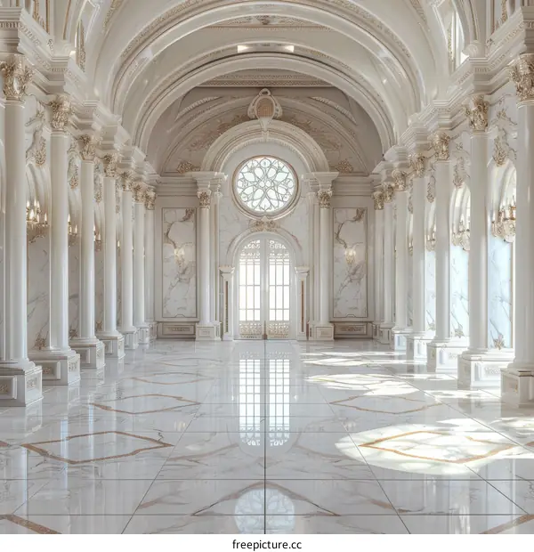 Elegant White Marble Hallway in a Palace