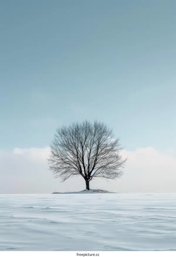 Tree in the middle of a snowy field