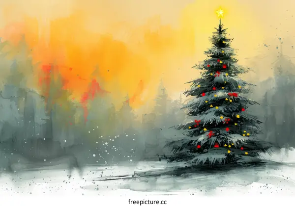 Snowy Christmas Tree Landscape