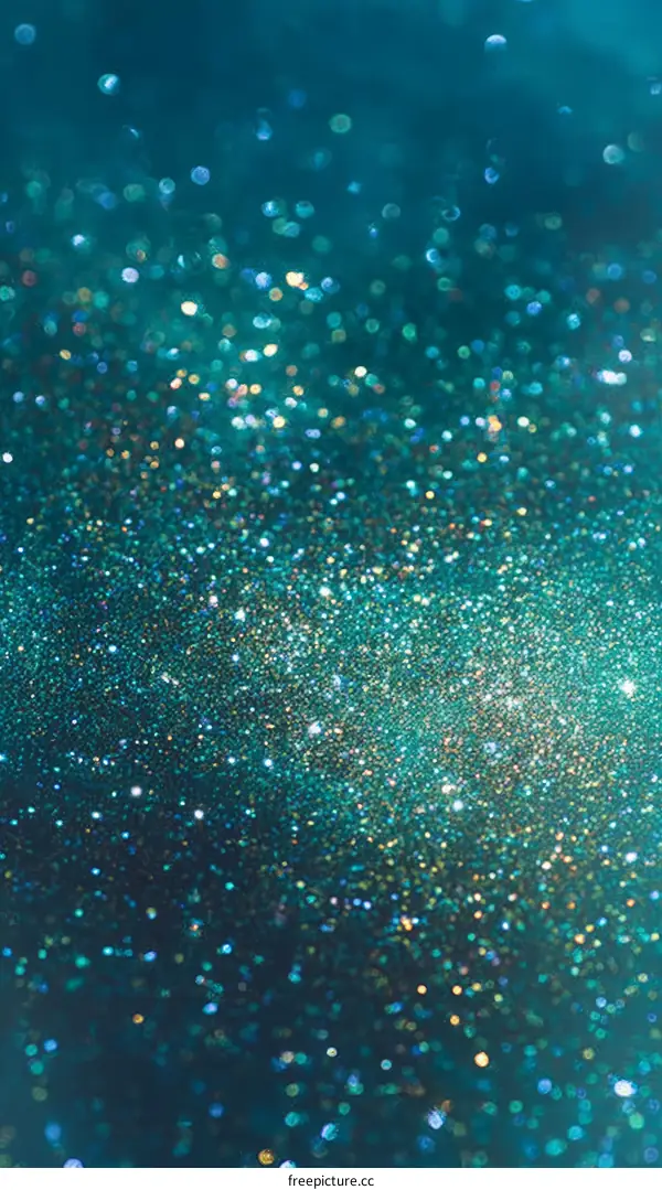 Teal Glitter Background with Sparkle Effect