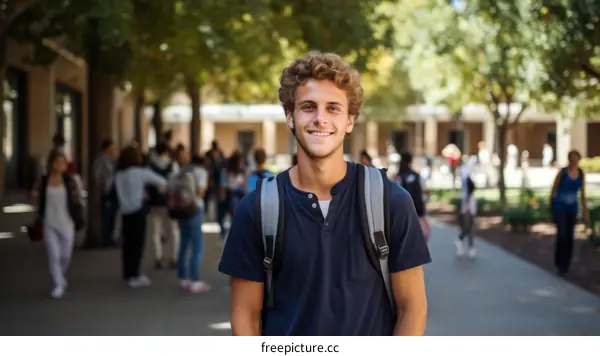 Portrait of a smiling young male college student on campus