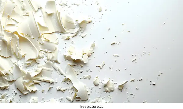 White Chocolate Shavings on White Background