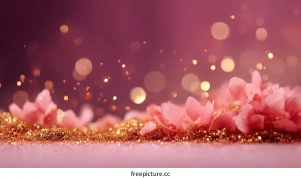 Romantic Pink and Gold Floral Background